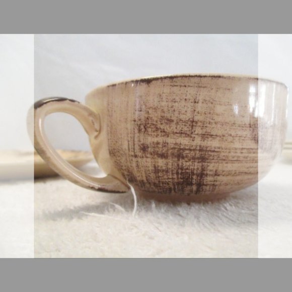 Vintage Barkwood Vernonware Coffee Cup & Saucer 1950’s California USA Pottery - Picture 7 of 9